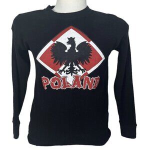 SAAD Polish Poland Long Sleeve Waffle Knit Thermal TShirt Mens Large Black